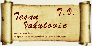 Tešan Vakulović vizit kartica